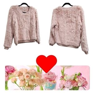 Opening Ceremony Pink Angora Rabbit Fur Crewneck Sweater Size M